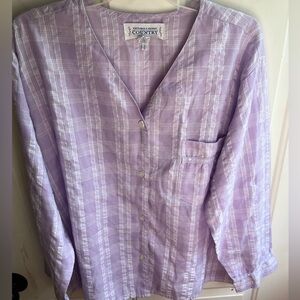 Victorias Secret Vintage Country Quality Cottons Purple Plaid Pj Top Sz‎ Large